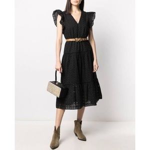 Rebecca Minkoff Ellinor Black Eyelet Midi Dress